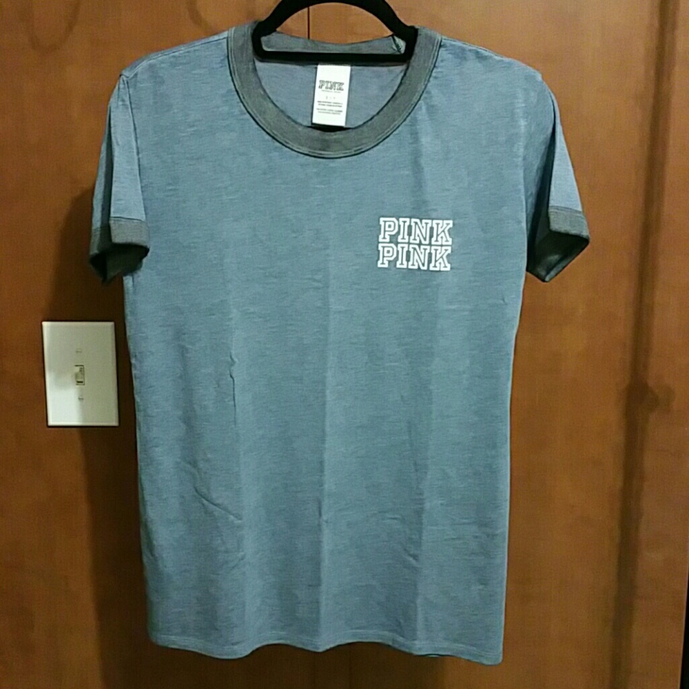 NWOT Victoria's Secret PINK Ringer Tee. Navy. Sz S
